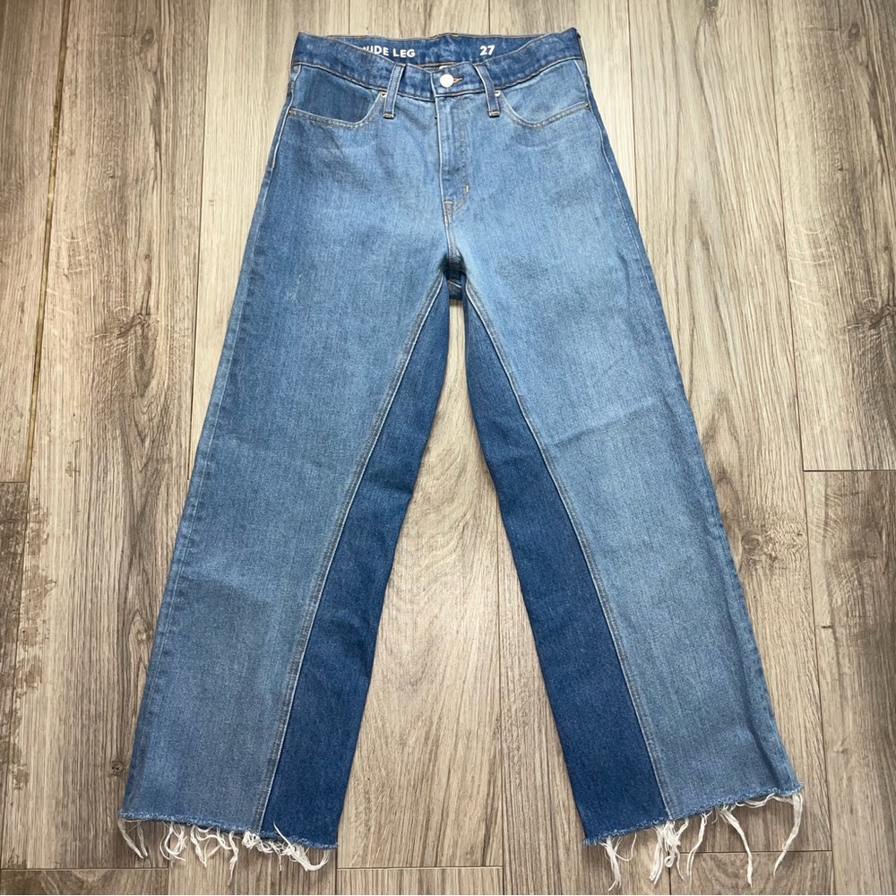 Jcrew slim wide-leg jean in Medium Indigo Patchwork wash BH778